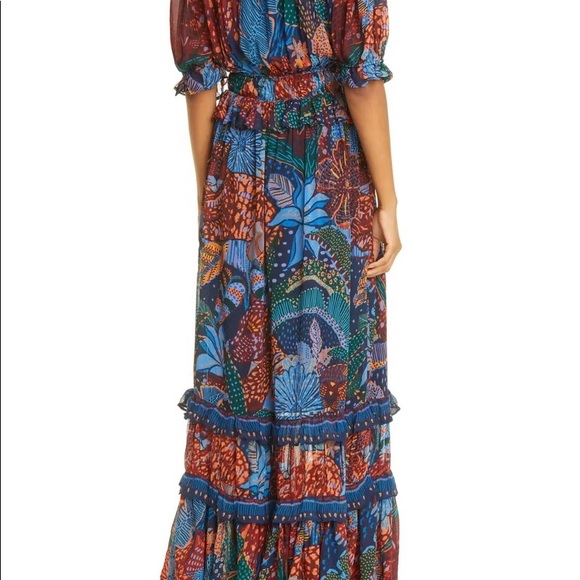 FARM Rio | Dresses | Farm Rio Blue Cool Leopard Ruffle Maxi Dress | Poshmark